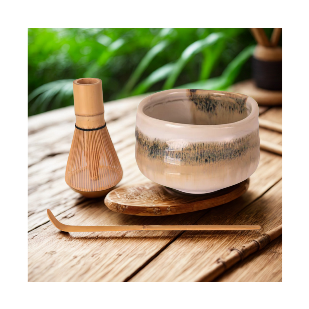 Matcha Bowl Set with Whisk and Chasaku (traditional matcha spoon)