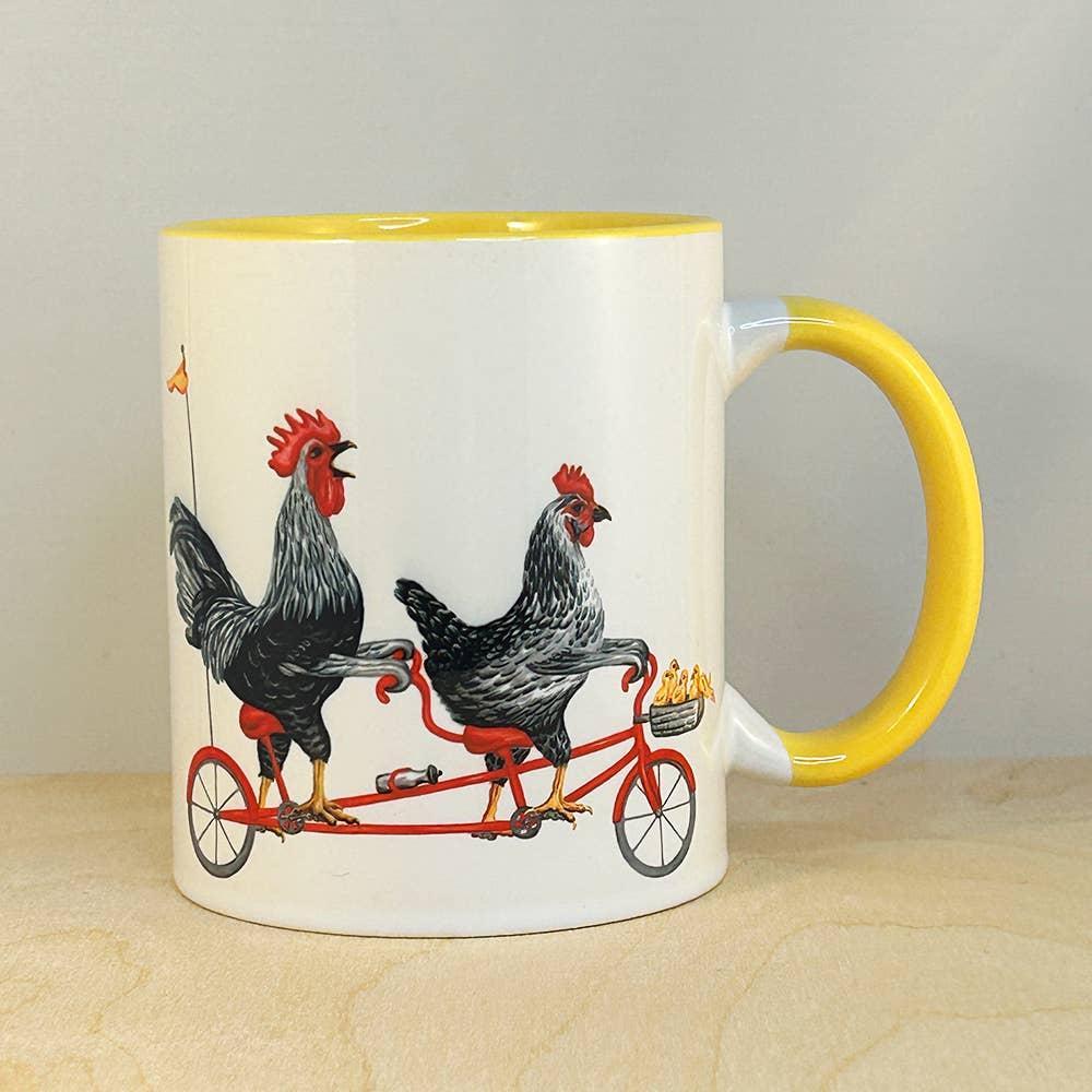 Rooster, Hen and Chicks on a Tandem Bike