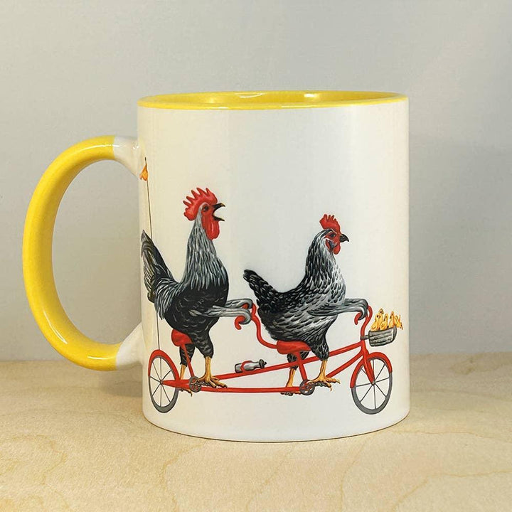 Rooster, Hen and Chicks on a Tandem Bike