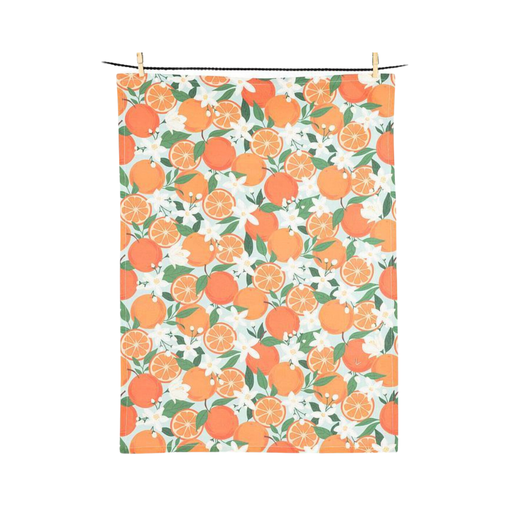 Oranges and Blossoms  Tea Towel