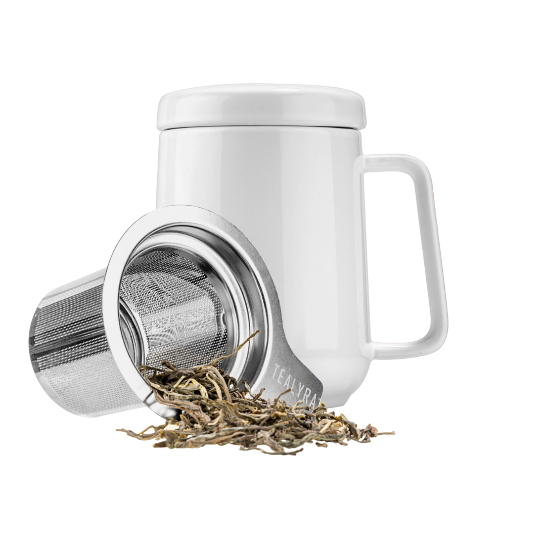 Winter White Porcelain Ceramic Mug with Infuser 560 ml