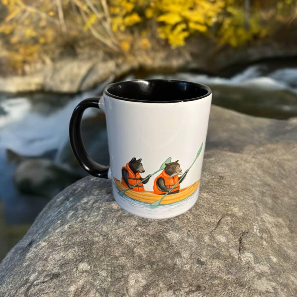 Bears in a Kayak Ceramic Mug