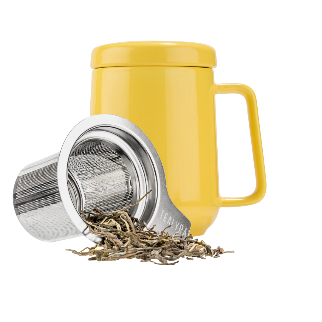 Sunshine Yellow Porcelain Ceramic Mug with Infuser 560 ml