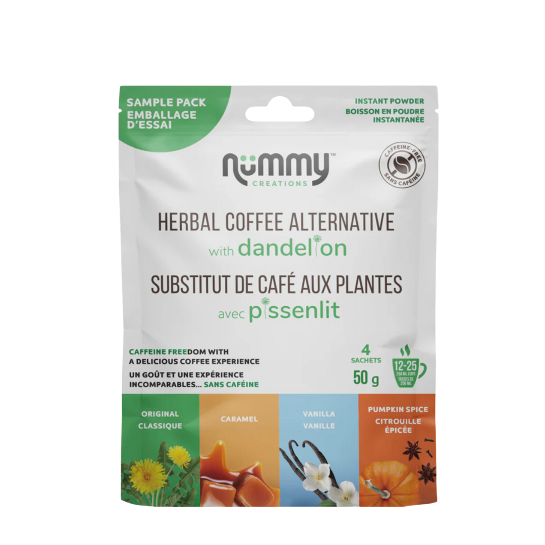 Nummy Creations Caffeine Free Coffee Substitute  4 Flavour Sample Pack