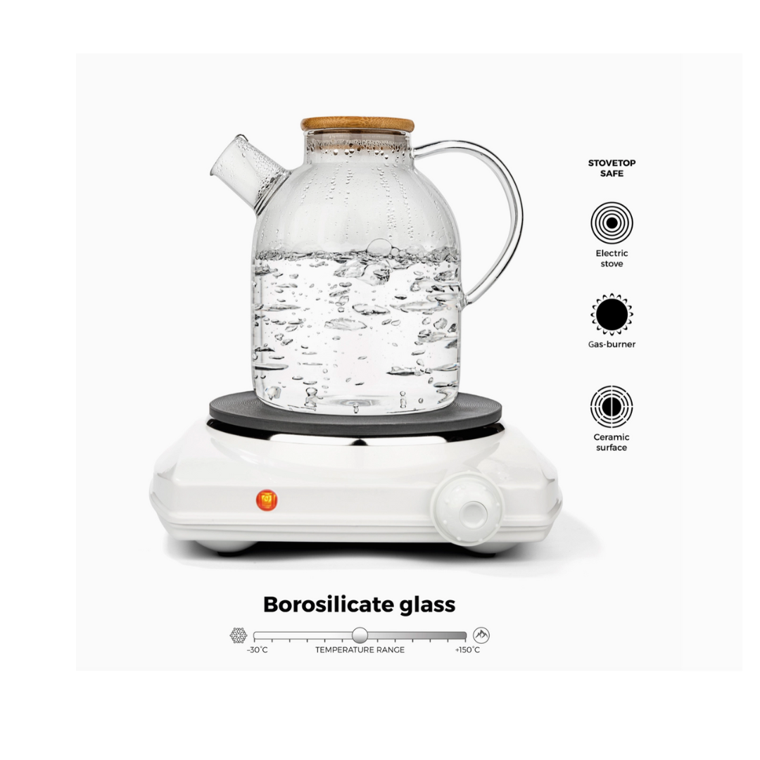 Large Glass Teapot and Kettle - 1.8L - Stovetop Safe