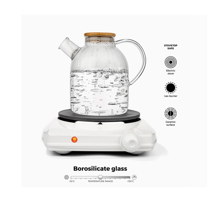 Large Glass Teapot and Kettle - 1.8L - Stovetop Safe