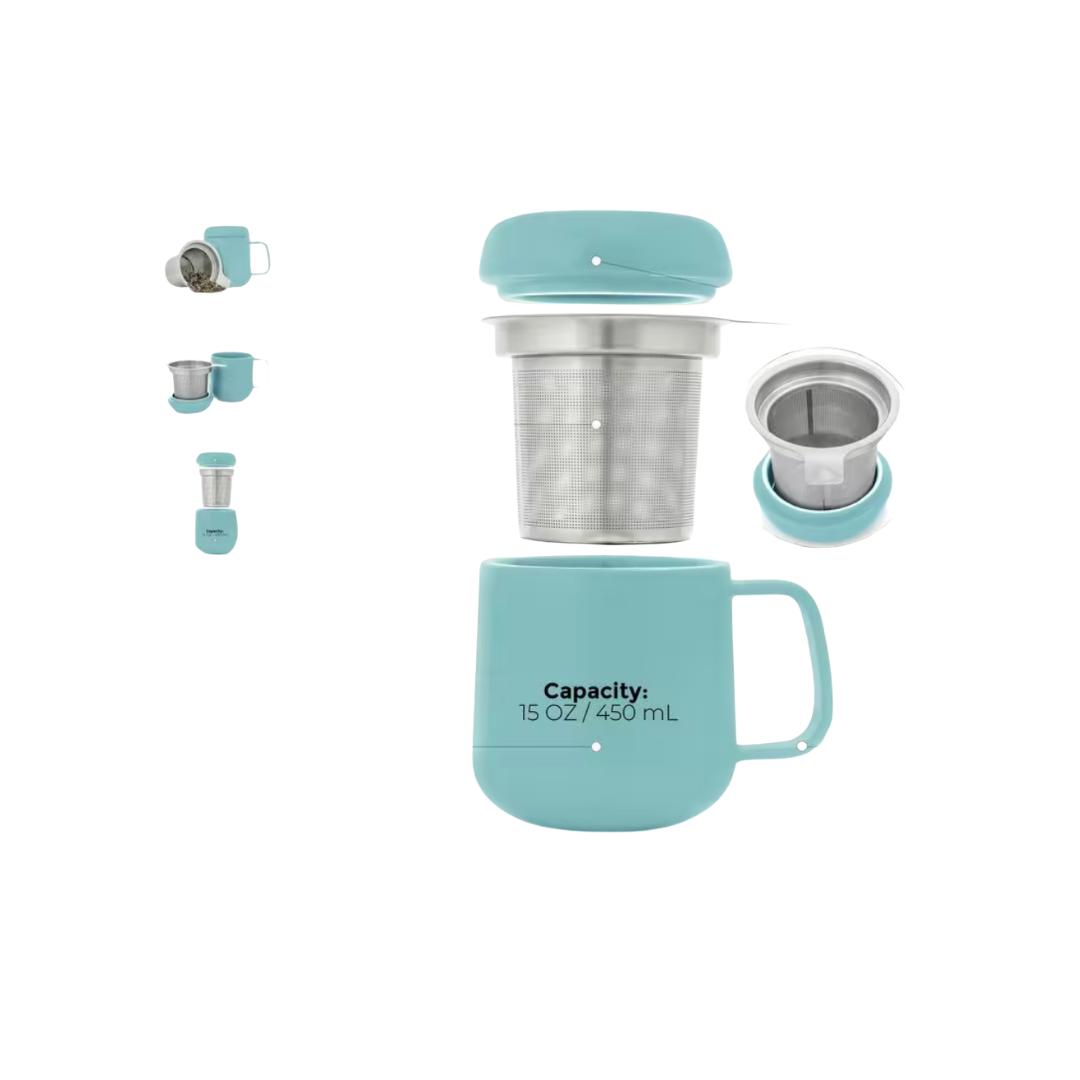 Sumo Porcelain Ceramic Mug with Infuser - Turquoise 450ml