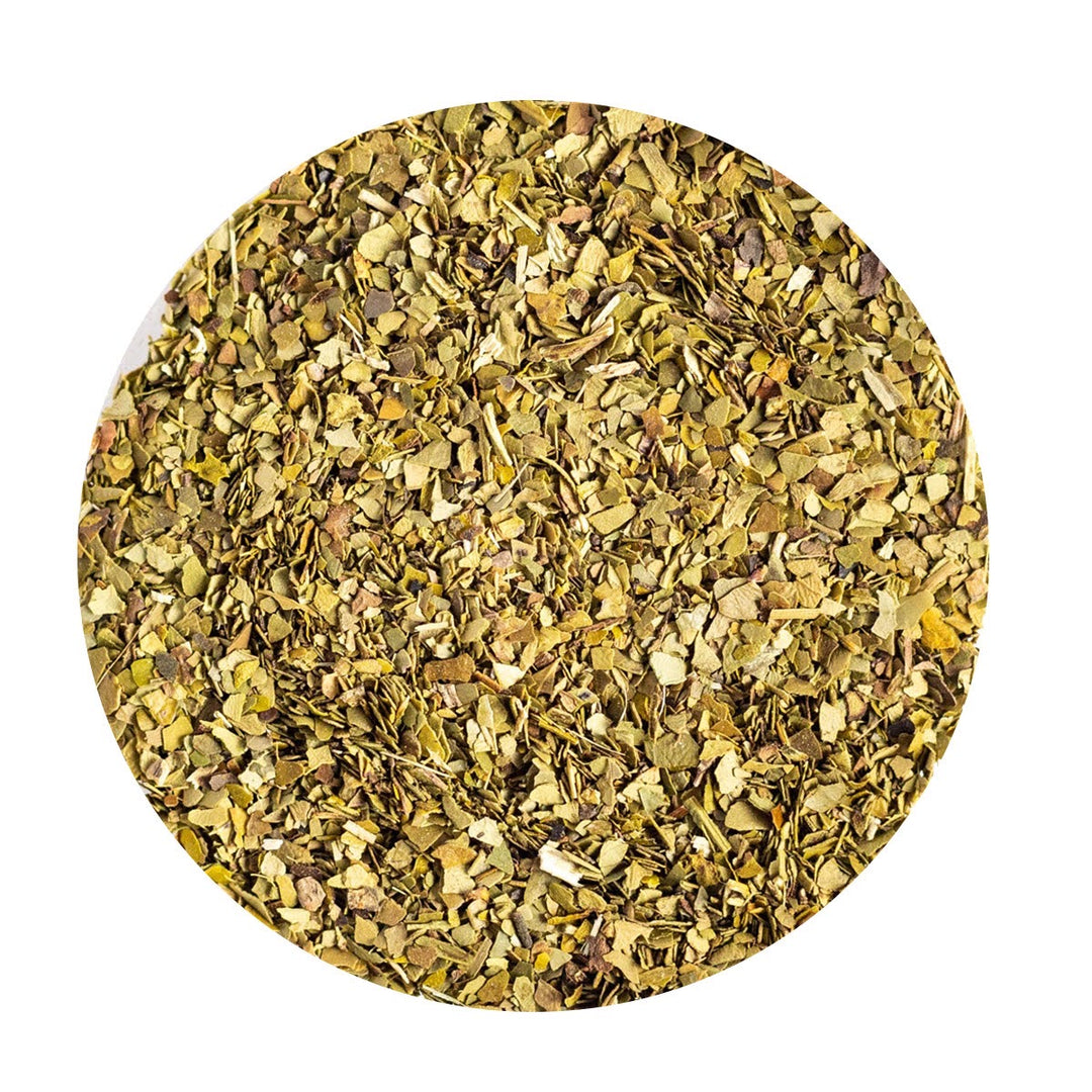 Drtied Yerba herbs on a white background