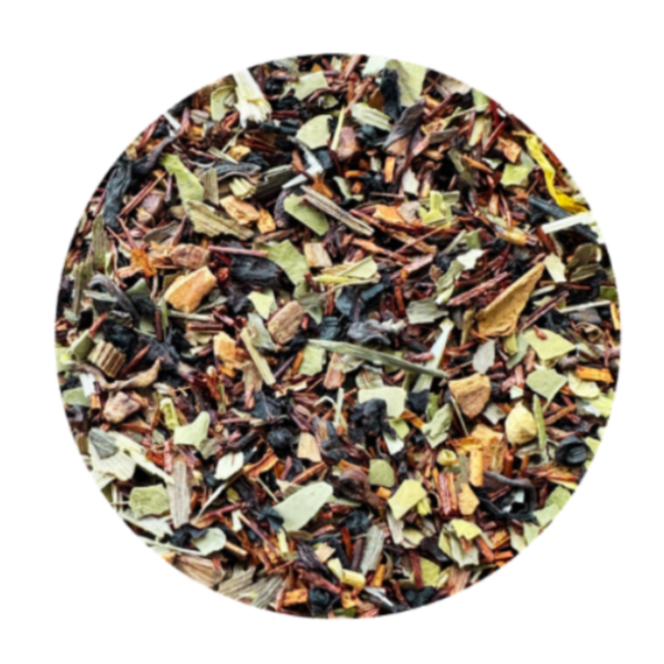 Assorted dry herbs and leaves on a white background