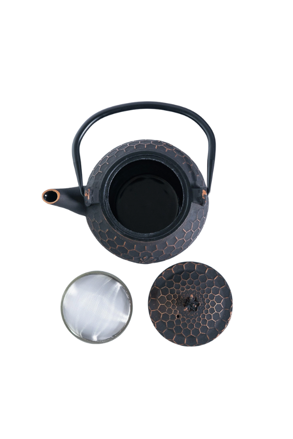 Cast Iron Teapot with Infuser – Bronze Honeycomb Bee, 1.8L / 60 oz
