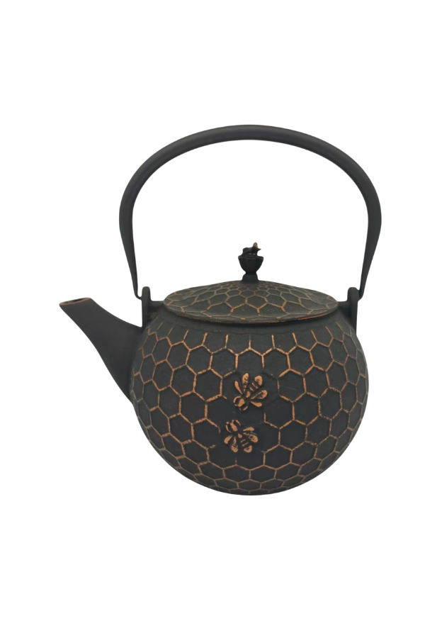 Cast Iron Teapot with Infuser – Bronze Honeycomb Bee, 1.8L / 60 oz