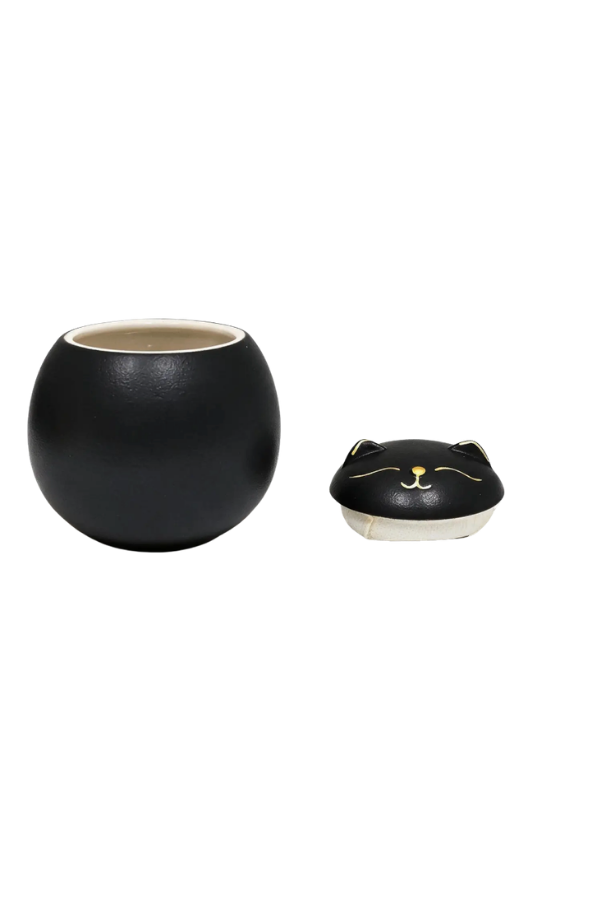 Cat Ceramic Tea Canister – Black, 7 oz/ 200g