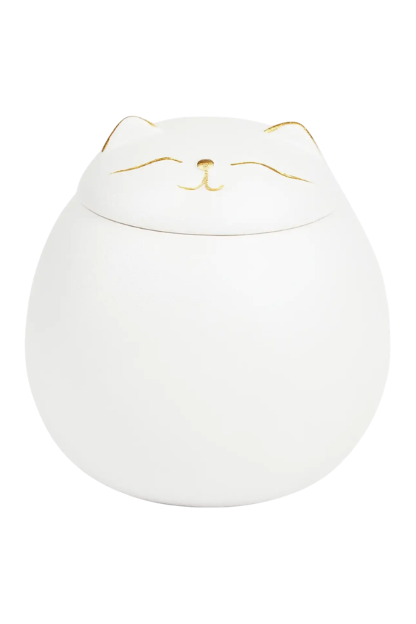 Cat Ceramic Tea Canister – White ,  7 oz/ 200g