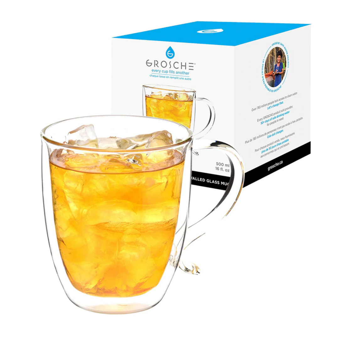 Cyprus Double Walled Glass Mug.