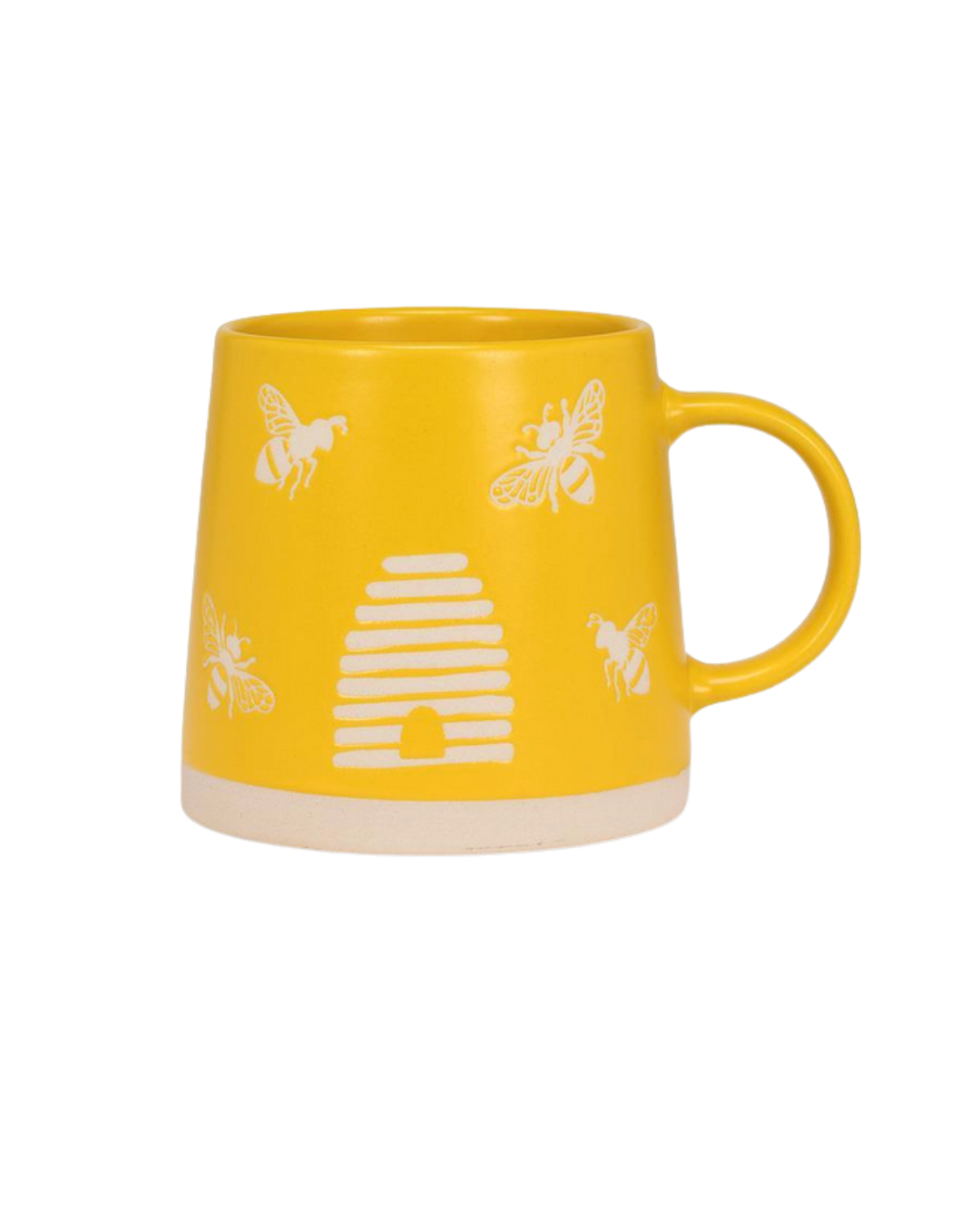 Wide Base Yellow Mug with Bees and Hive