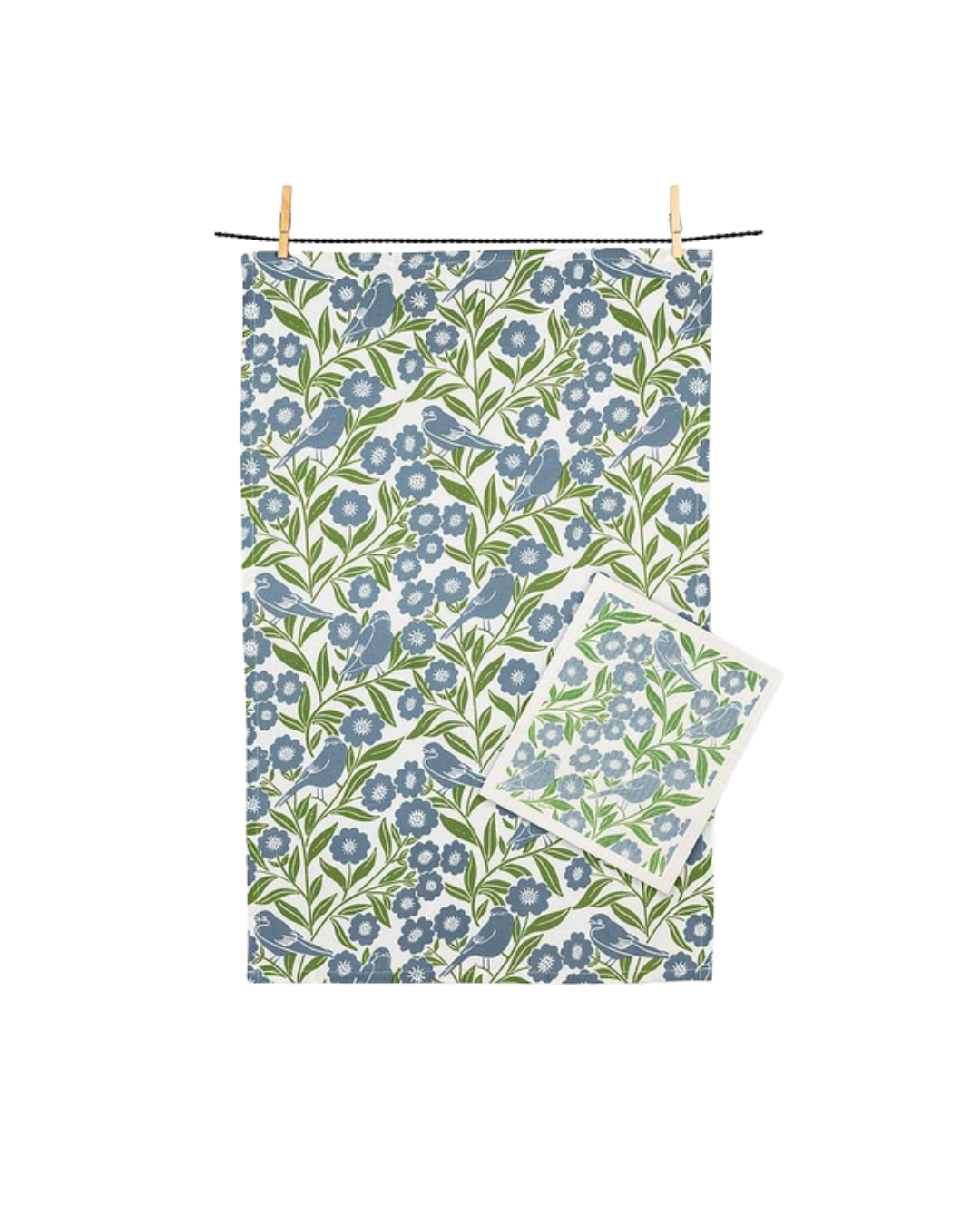 Birds and Leaves Dishcloth and Towel Set