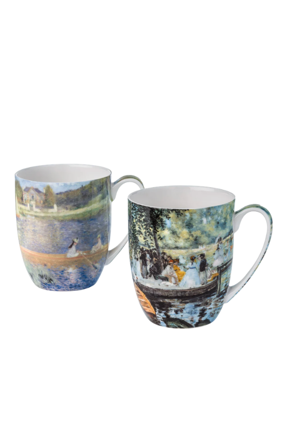 Renoir Boating Scene  fine bone china Mug Pair