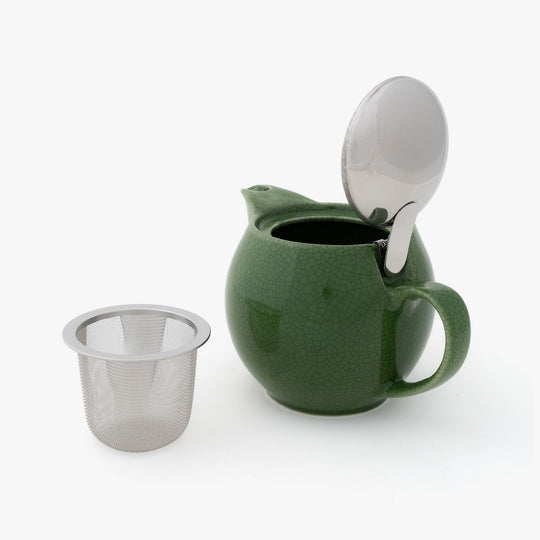 Bee House Round Ceramic Teapot 15oz - Crackle Green