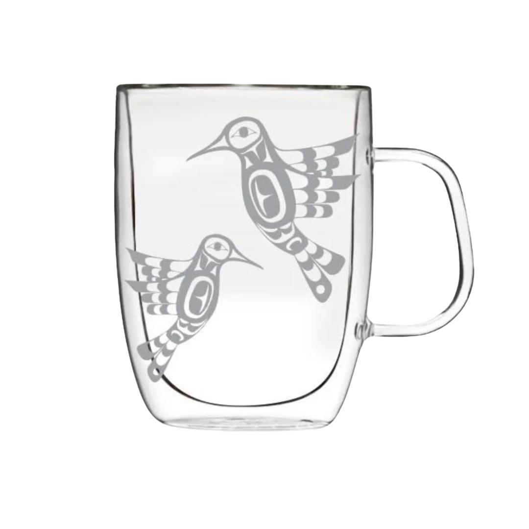 Hummingbird Double Wall Glass Mug