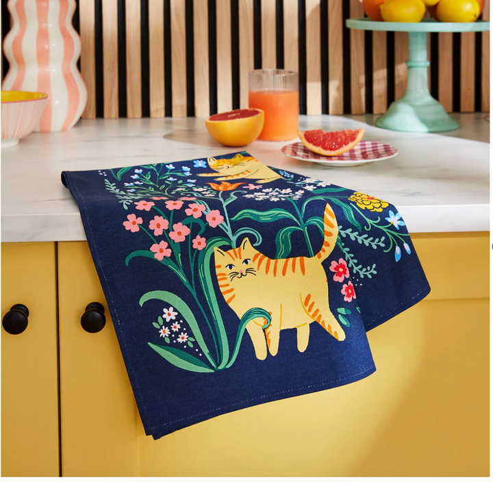 Marmalade Meadow Cotton Tea Towel in Navy