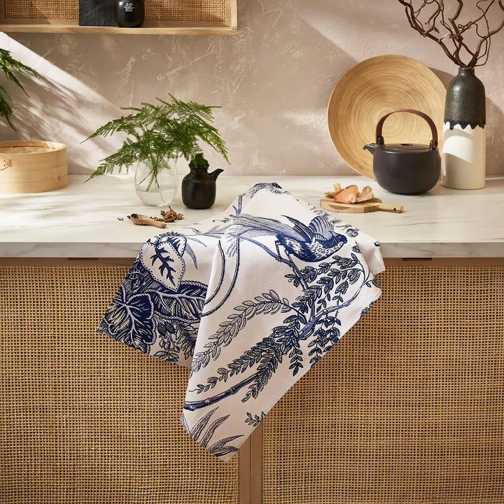 Old Willow Blue and White Chintz Tea Towel