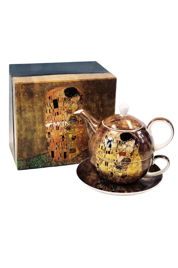 Klimt The Kiss Single Serve Fine Bone China Teapot and Mug