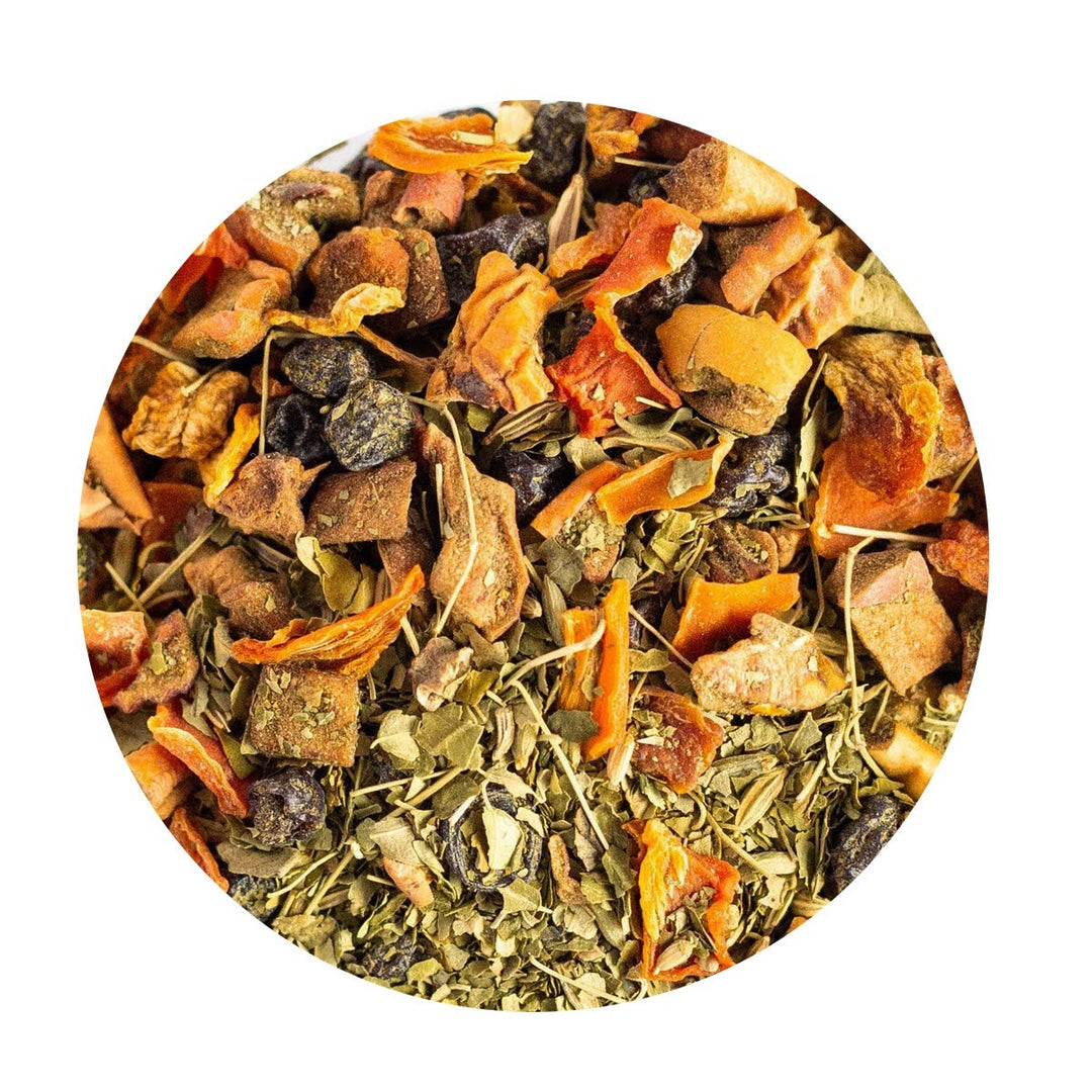 Loose Leaf herbal blend with moringa leaf, pumpkins, carrots, grape and fennel.