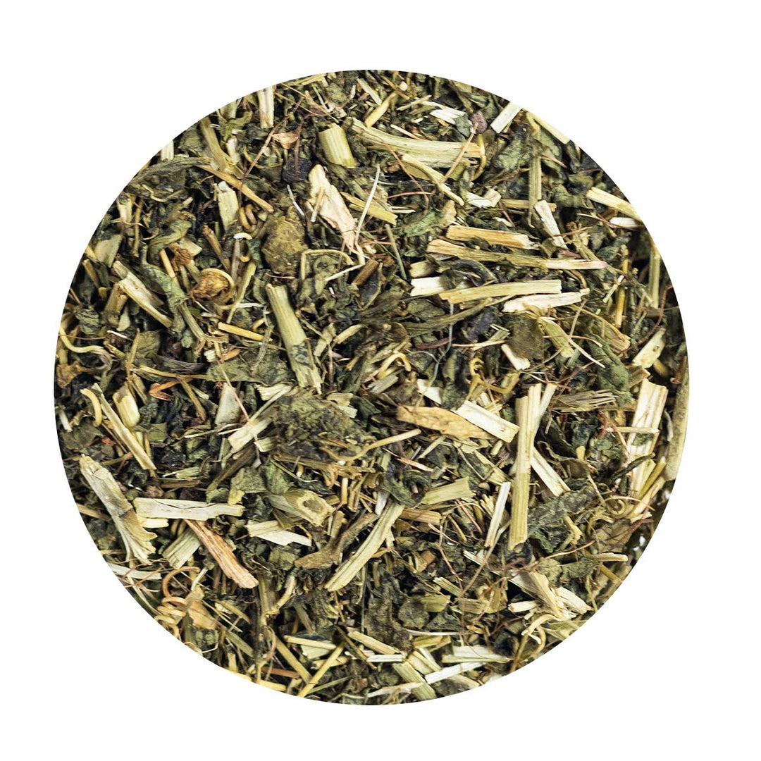 Loose dried Alfalfa leaf.