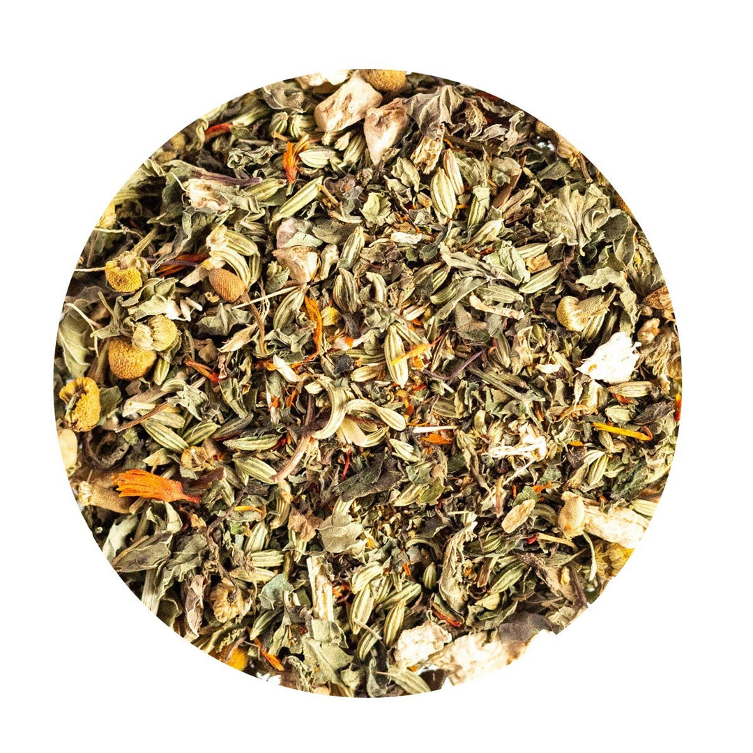 Loose Leaf herbal blend with traditional herbs to aid digestion.