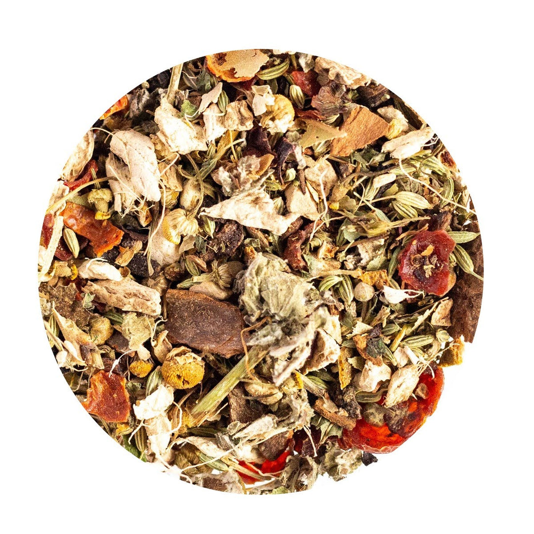 Loose Leaf herbal blend with traditional herbs to promote relaxation.