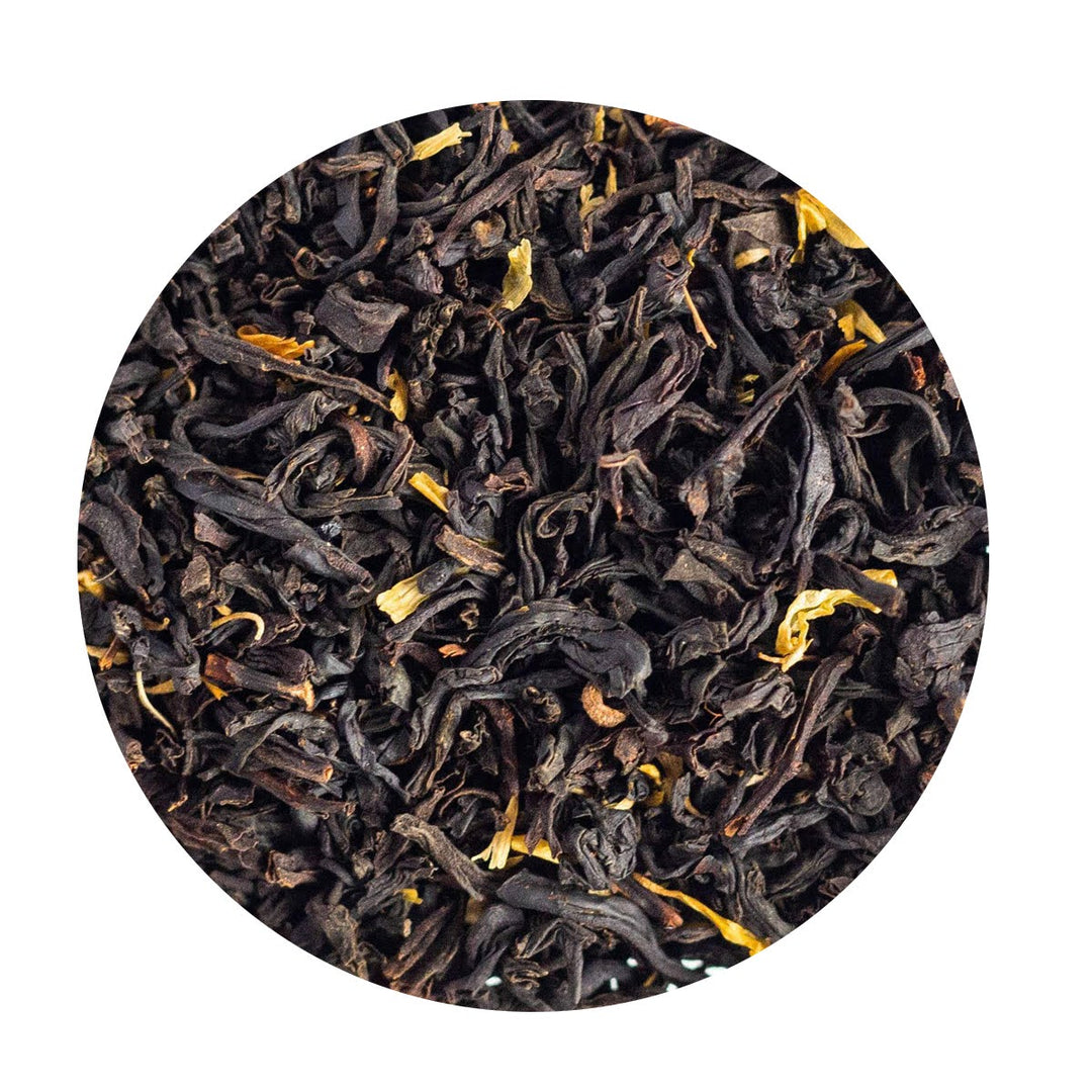 Loose Leaf Cream of Earl Grey with yellow calendula flowers. 