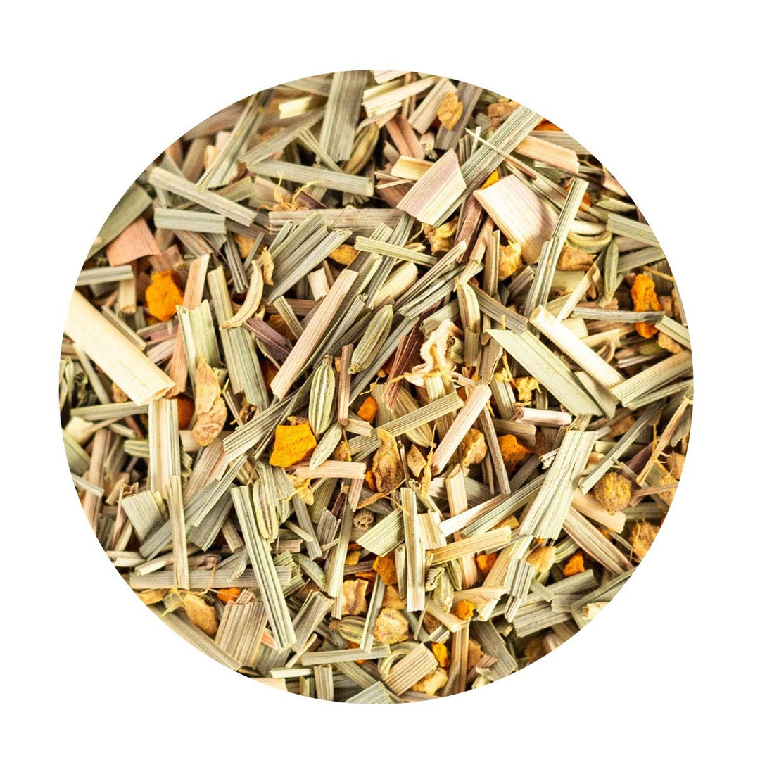Herbal blend with Tumeric and lemongrass.