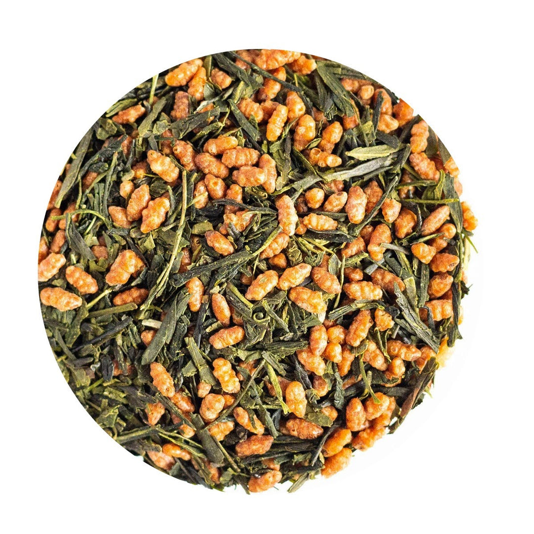 Loose Leaf Organic Green Tea with toasted rice kernals.