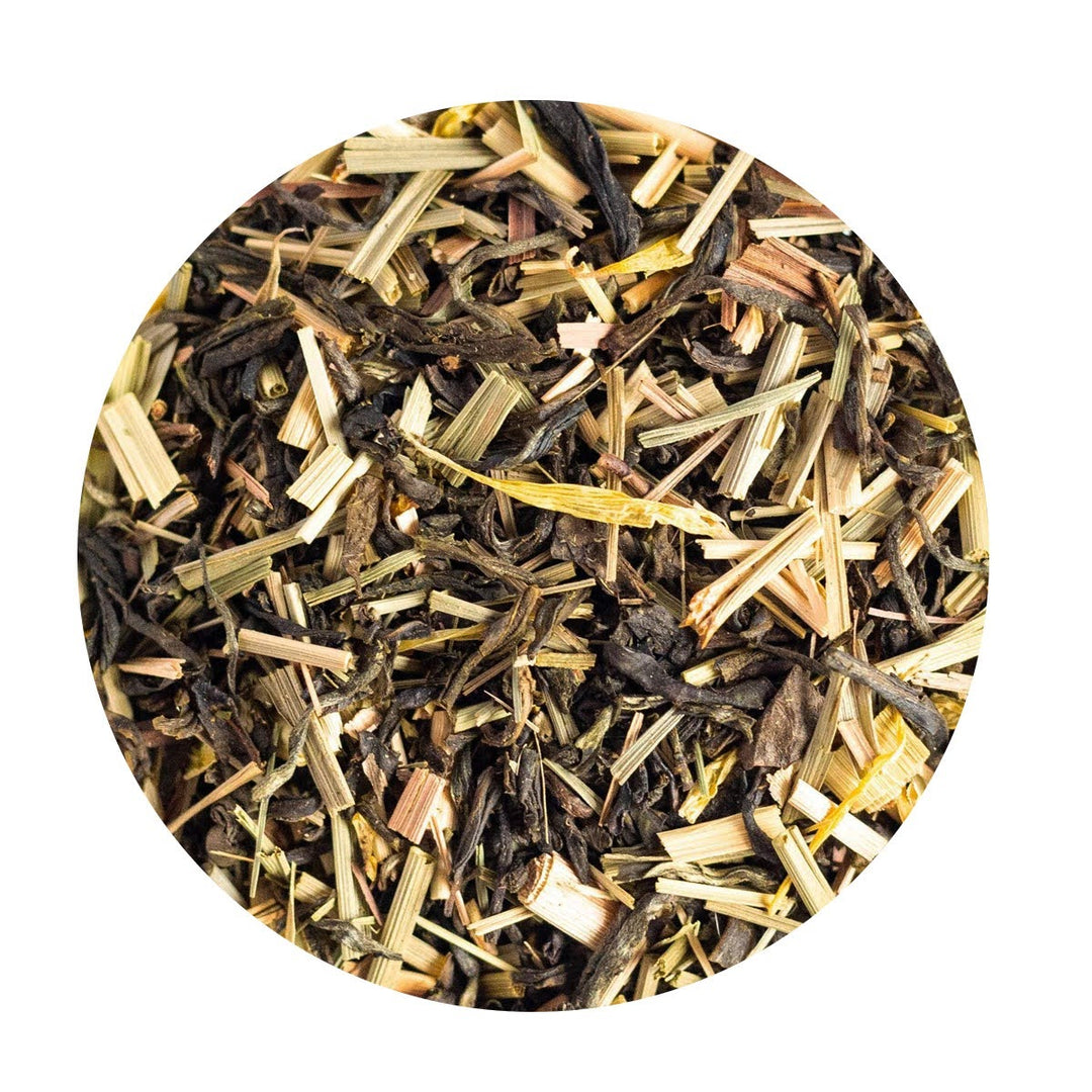 Loose Leaf Organic Green Tea with lemongrass and jasmine petals.