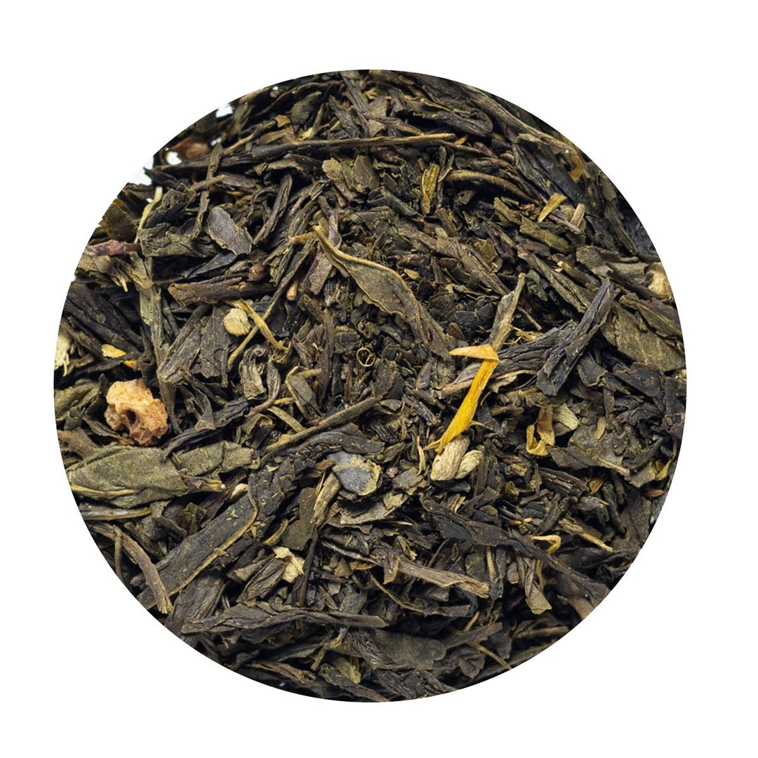 Loose Leaf Organic Green Zinger tea with ginger and lemongrass.