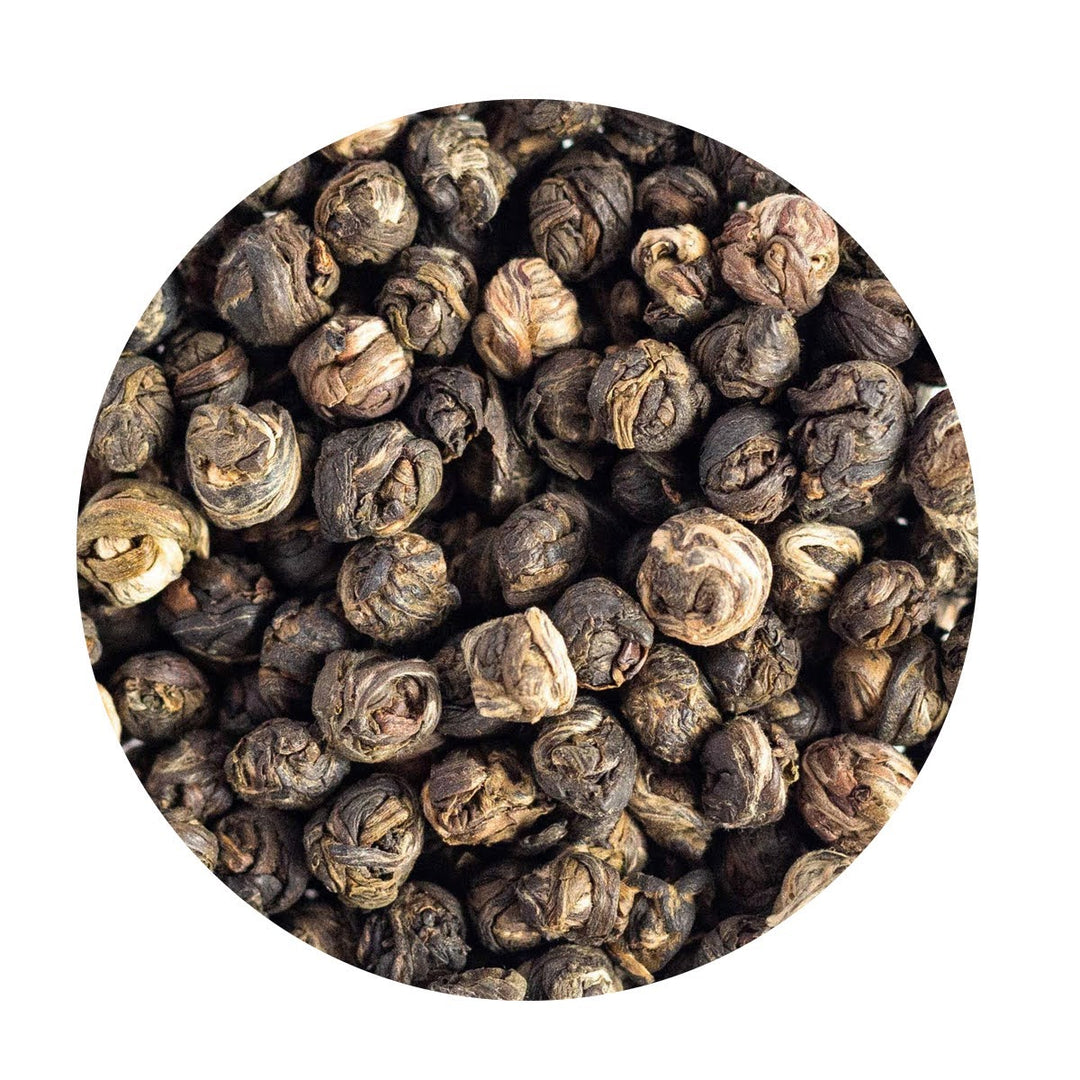 Loose Green Tea Jasmine Dragon Pearls.
