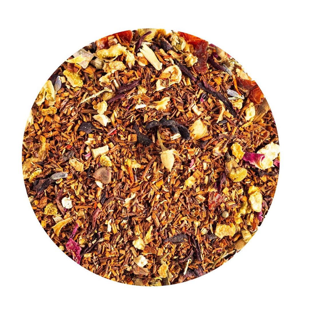 Loose Leaf Rooibos tea herbal blend with traditional herbs to aid sleep.