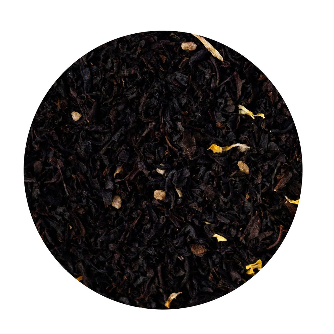 Loose Leaf Organic Black Tea with yellow calendula petals.
