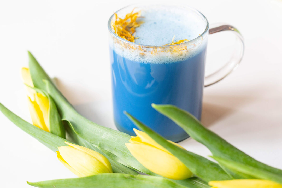blended butterfly peaflower latte