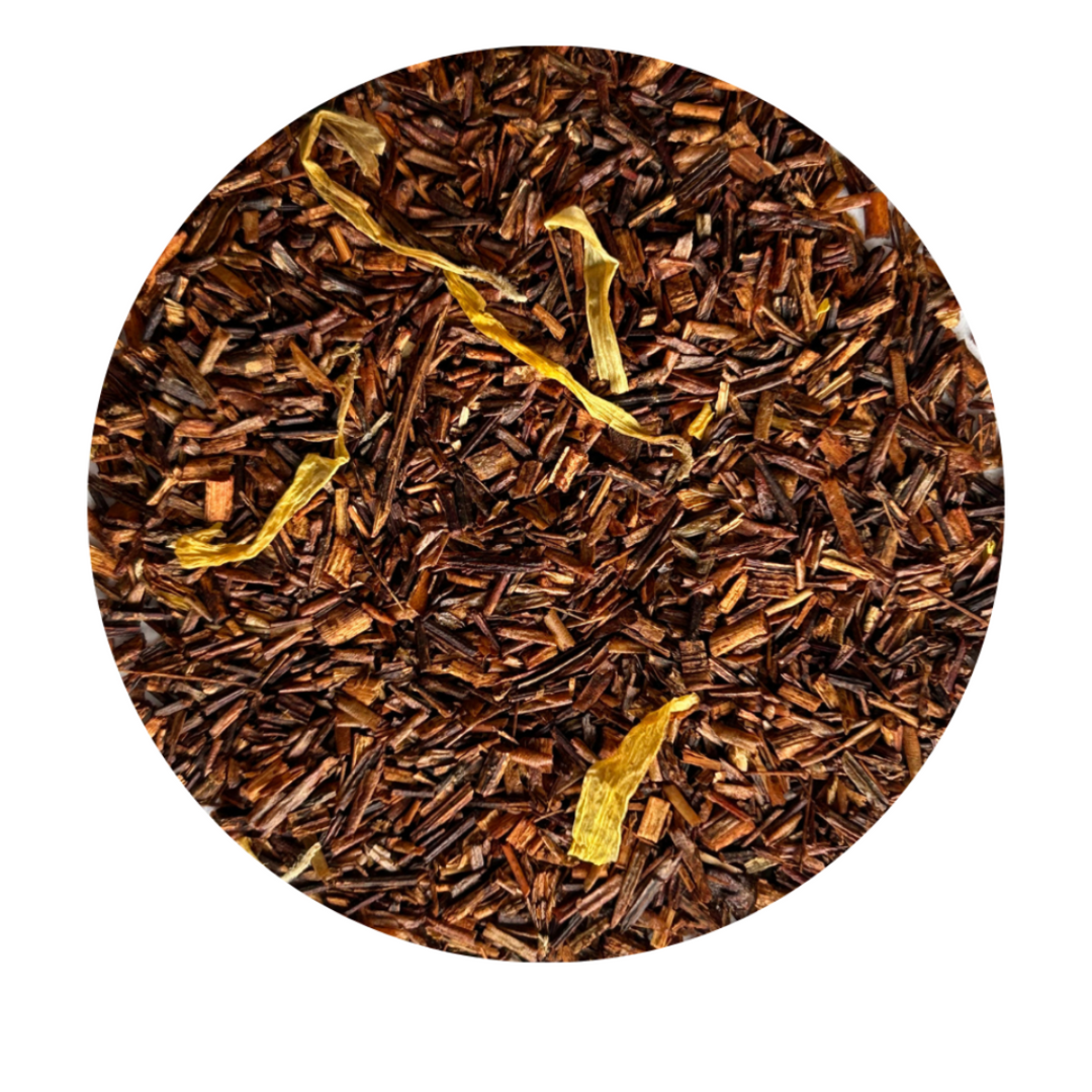 Loose Leaf Rooibos Tea with yellow calendula petals.