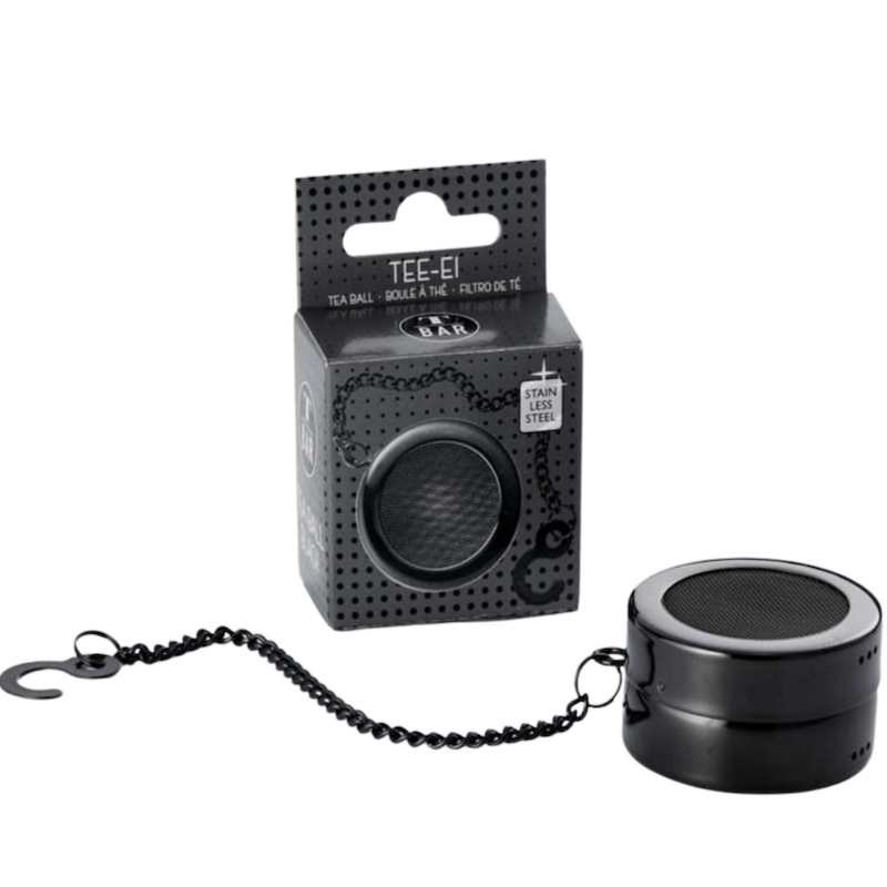 Black steel cylinder Tea Ball Wheel infuser.