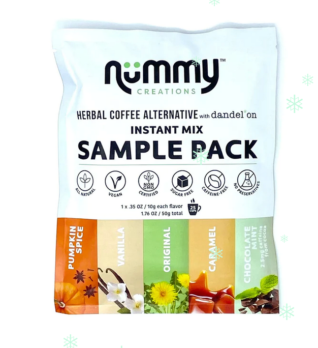 Nummy Creations Caffeine Free Coffee Substitute  4 Flavour Sample Pack